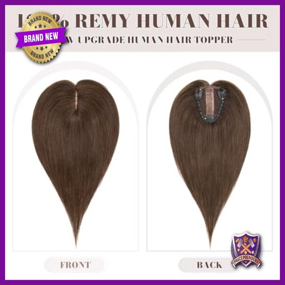 Real Human Hair Topper 14 Inch Thin Silk Base Hand-Tied Lace Clip-In